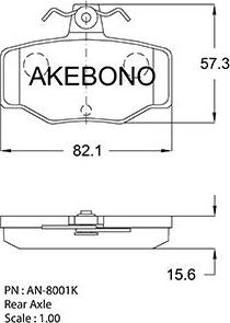 Akebono AN-8001K - Bremžu uzliku kompl., Disku bremzes autodraugiem.lv