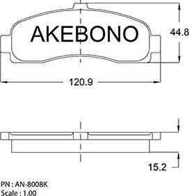 Akebono AN-8008K - Bremžu uzliku kompl., Disku bremzes autodraugiem.lv