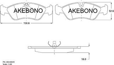 Akebono AN-8003K - Bremžu uzliku kompl., Disku bremzes autodraugiem.lv