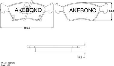 Akebono AN-8007WK - Bremžu uzliku kompl., Disku bremzes autodraugiem.lv