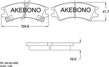 Akebono AN-8014WK - Bremžu uzliku kompl., Disku bremzes autodraugiem.lv