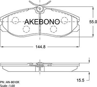 Akebono AN-8010KE - Bremžu uzliku kompl., Disku bremzes autodraugiem.lv