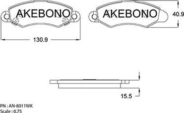 Akebono AN-8011WK - Bremžu uzliku kompl., Disku bremzes autodraugiem.lv