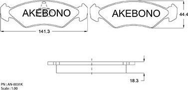 Akebono AN-8031KE - Bremžu uzliku kompl., Disku bremzes autodraugiem.lv