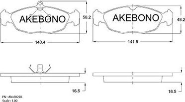 Akebono AN-8022K - Bremžu uzliku kompl., Disku bremzes autodraugiem.lv