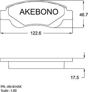 Akebono AN-8145K - Bremžu uzliku kompl., Disku bremzes autodraugiem.lv