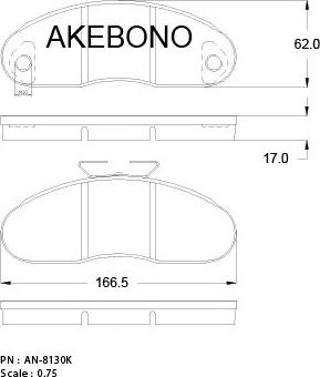 Akebono AN-8130KE - Bremžu uzliku kompl., Disku bremzes autodraugiem.lv