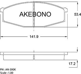 Akebono AN-390K - Bremžu uzliku kompl., Disku bremzes autodraugiem.lv