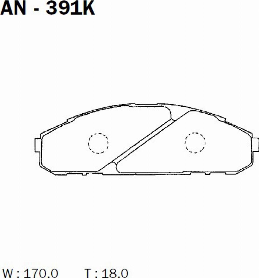 Akebono AN391K - Bremžu uzliku kompl., Disku bremzes autodraugiem.lv