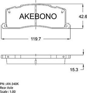 Akebono AN-340KE - Bremžu uzliku kompl., Disku bremzes autodraugiem.lv