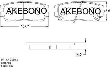 Akebono AN-366WKE - Bremžu uzliku kompl., Disku bremzes autodraugiem.lv