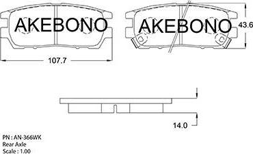 Akebono AN-366WK - Bremžu uzliku kompl., Disku bremzes autodraugiem.lv