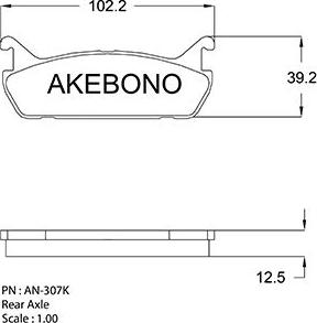 Akebono AN-307KE - Bremžu uzliku kompl., Disku bremzes autodraugiem.lv