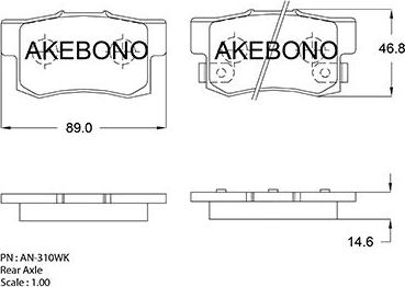 Akebono AN-310WK - Bremžu uzliku kompl., Disku bremzes autodraugiem.lv