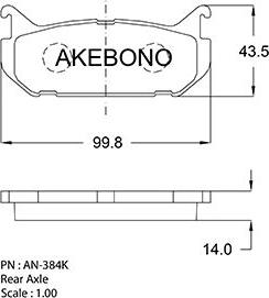 Akebono AN-384KE - Bremžu uzliku kompl., Disku bremzes autodraugiem.lv