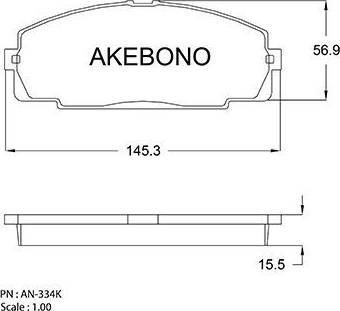 Akebono AN-334K - Bremžu uzliku kompl., Disku bremzes autodraugiem.lv