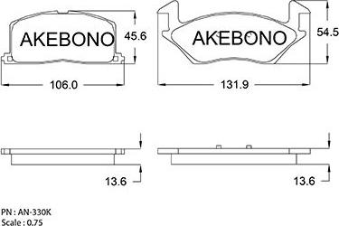 Akebono AN-330K - Bremžu uzliku kompl., Disku bremzes autodraugiem.lv