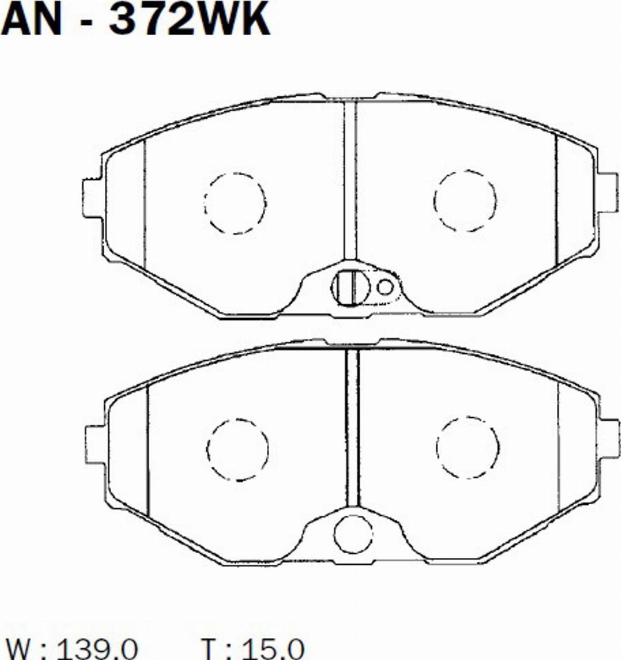 Akebono AN-372WK - Bremžu uzliku kompl., Disku bremzes autodraugiem.lv