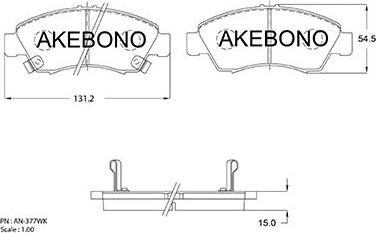 Akebono AN-377WK - Bremžu uzliku kompl., Disku bremzes autodraugiem.lv