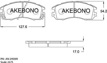 Akebono AN-295WKE - Bremžu uzliku kompl., Disku bremzes autodraugiem.lv