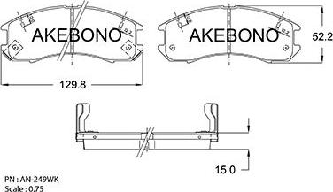 Akebono AN-249WKE - Bremžu uzliku kompl., Disku bremzes autodraugiem.lv