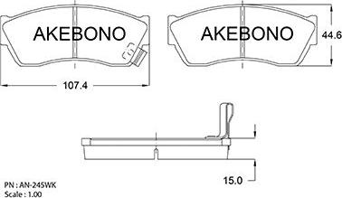 Akebono AN-245WKE - Bremžu uzliku kompl., Disku bremzes autodraugiem.lv