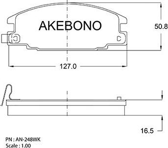 Akebono AN-248WKE - Bremžu uzliku kompl., Disku bremzes autodraugiem.lv