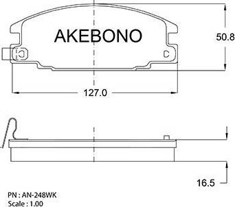 Akebono AN-248WK - Bremžu uzliku kompl., Disku bremzes autodraugiem.lv