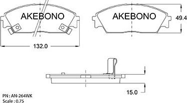 Akebono AN-264WKE - Bremžu uzliku kompl., Disku bremzes autodraugiem.lv