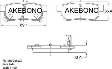 Akebono AN-265WKE - Bremžu uzliku kompl., Disku bremzes autodraugiem.lv