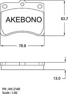 Akebono AN-216K - Bremžu uzliku kompl., Disku bremzes autodraugiem.lv