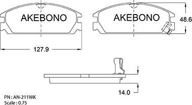 Akebono AN-211WK - Bremžu uzliku kompl., Disku bremzes autodraugiem.lv