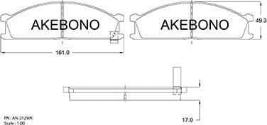 Akebono AN-212WKE - Bremžu uzliku kompl., Disku bremzes autodraugiem.lv