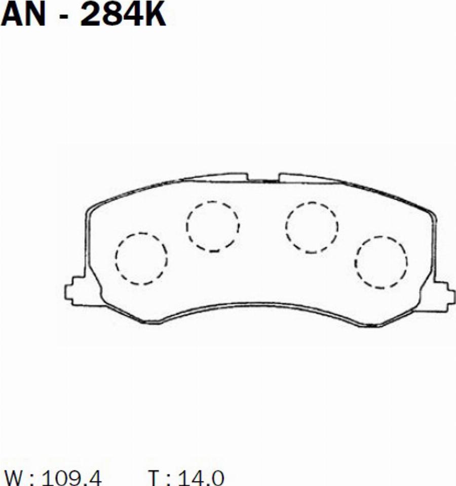 Akebono AN-284K - Bremžu uzliku kompl., Disku bremzes autodraugiem.lv