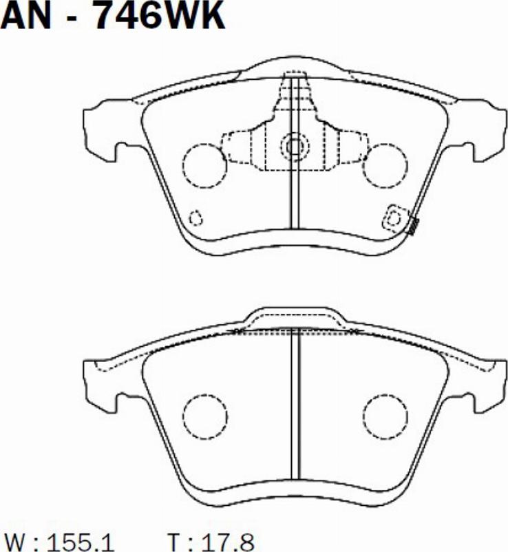 Akebono AN-746WK - Bremžu uzliku kompl., Disku bremzes autodraugiem.lv