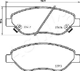 Ashika 50-00-0244 - Bremžu uzliku kompl., Disku bremzes autodraugiem.lv