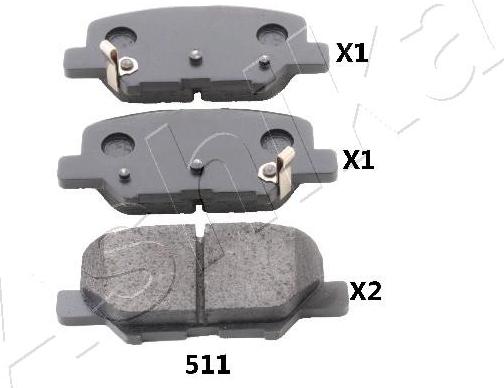 Ashika 51-05-511 - Bremžu uzliku kompl., Disku bremzes autodraugiem.lv