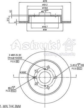 Ashuki K016-43 - Bremžu diski autodraugiem.lv