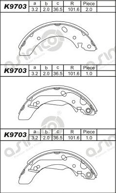 Asimco K9703 - Bremžu loku komplekts autodraugiem.lv