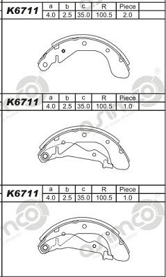 Asimco K6711 - Bremžu loku komplekts autodraugiem.lv