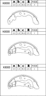 Asimco K8000 - Bremžu loku komplekts autodraugiem.lv