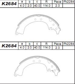 Asimco K2684 - Bremžu loku komplekts autodraugiem.lv