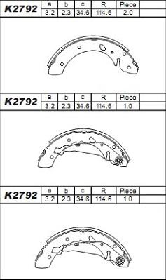 Asimco K2792 - Bremžu loku komplekts autodraugiem.lv