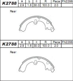 Asimco K2788 - Bremžu loku komplekts autodraugiem.lv