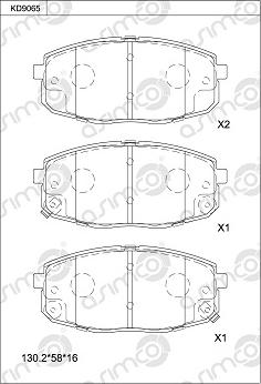Asimco KD9065 - Bremžu uzliku kompl., Disku bremzes autodraugiem.lv