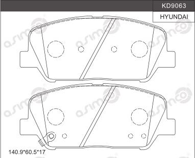 Asimco KD9063 - Bremžu uzliku kompl., Disku bremzes autodraugiem.lv