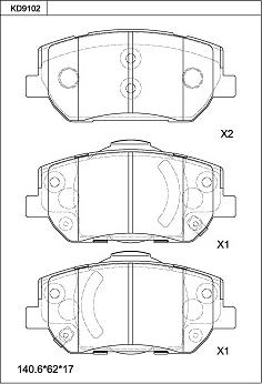 Asimco KD9102 - Bremžu uzliku kompl., Disku bremzes autodraugiem.lv