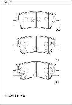 Asimco KD9126 - Bremžu uzliku kompl., Disku bremzes autodraugiem.lv