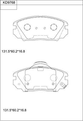 Asimco KD9768 - Bremžu uzliku kompl., Disku bremzes autodraugiem.lv