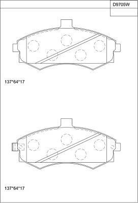 Asimco KD9705W - Bremžu uzliku kompl., Disku bremzes autodraugiem.lv